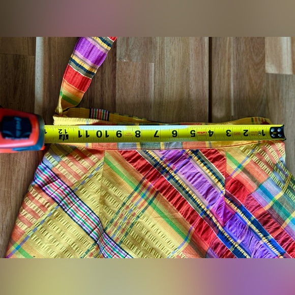 VINTAGE seer sucker maxi skirt Lord & Taylor Fifth Avenue plaid size 8 - Picture 11 of 13